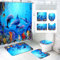 SMchwbc Ozean Delfin Duschvorhang 180x180 180x200 Delfin Fisch Blau Strand Duschvorhänge Set Polyester Delfine Pflanzen Shower Curtains Badezimmerteppich 4-teiliges Set (200 x 240 cm(BxH),2)
