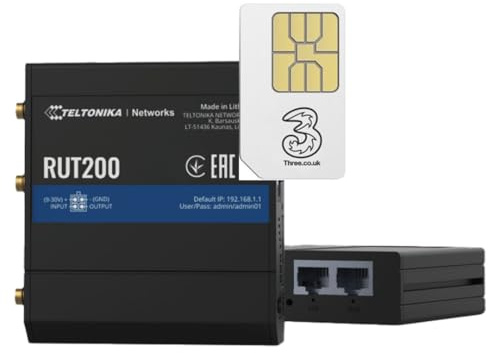 RUT200 4G LTE Cat4 Industrial M2M/IOT Router with Three Data SIM Card Bundle