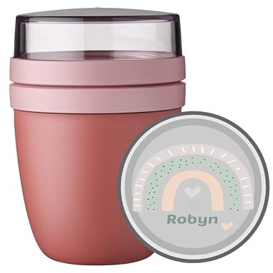 wolga-kreativ Personalisiertes Lunchpot Mepal Müslibecher, Joghurtbecher, To Go Becher Regenbogen Geschenk zur Einschulung, für Schule und Kindergarten mit Namen