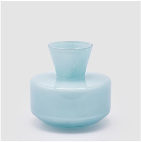 EDG Enzo de Gasperi Vaso rotondo da interno in vetro con collo medio, porta fiori o piante, stile moderno D21xH20 cm 5 varianti (1pz) ACQUA