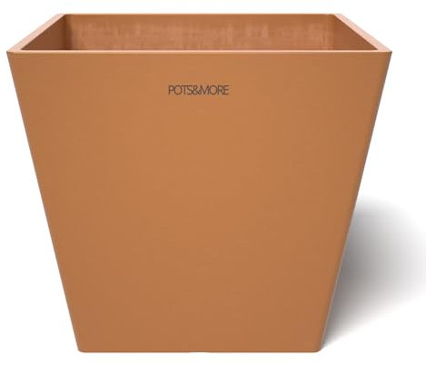 POTS&MORE Maceta Prismo 20 (20 cm de diámetro, Forma Cuadrada, Color Terracota, Altura 18 cm, Maceta de plástico, para Plantas de Interior) VP022003