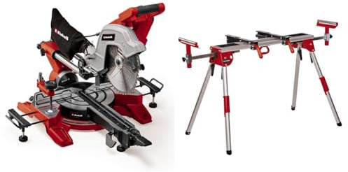 Einhell Scie à onglet radiale TE-SM 10 L Dual (2 100 W, lame de Ø 254 mm, largeur de coupe 305 mm, profondeur de coupe 85 mm, laser marquant la ligne de coupe) + Piètement stationnaire MSS 1610
