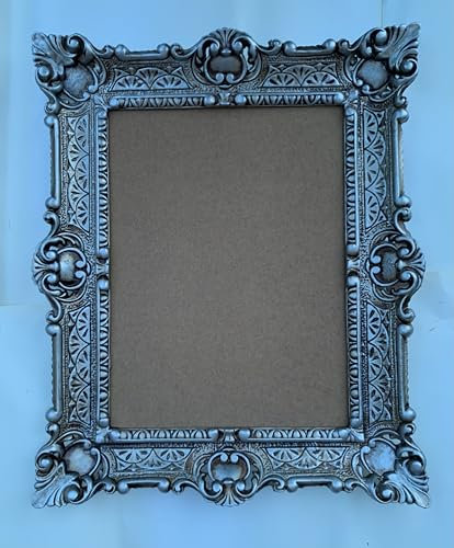 Pintici Bilderrahmen Barock Hängerahmen Barockrahmen 57 x 47 cm Shabby,Jugendstil Antik Spiegelrahmen Fotorahmen 30x40cm (Antiksilber+Schutzglas)