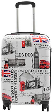 London City Print Koffer 4 Rollen erweiterbar Gepäck Reisetasche HLG9620, weiß, Cabin, Gepäck
