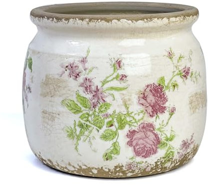 Dosayes Vintage-Keramik-Blumentopf mit Drainagelöchern, rustikale Pflanzgefäße für drinnen und draußen, toskanische Dekoration, Zuhause, Wohnzimmer, Gartendekoration, Gartengeschenk (Garten)