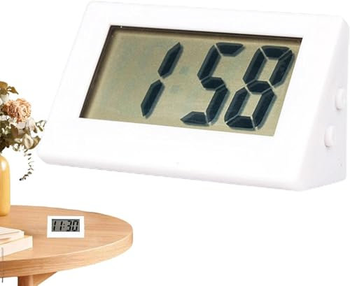 LNYMZD White Small Digital LED Travel Clock - Battery Operated, Silent, Easy To Read Desk Clock For Bedroom, Home And Travel