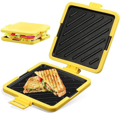 Microwave Toastie Maker, Microwave Sandwich Maker, Microwavable Toastie Maker, Quick Cooking and Easy Cleaning, No Electricity, Wireless (yellow)