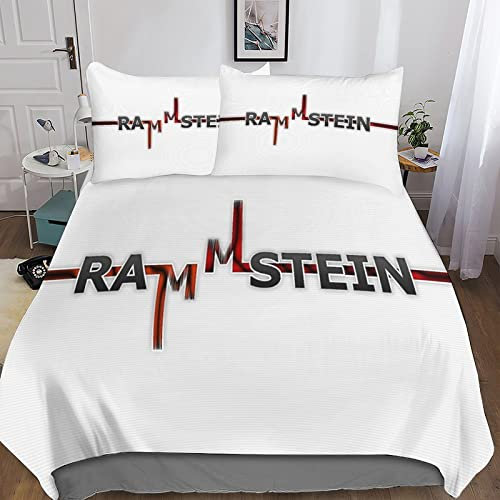 Enfunt-Home 3D Drucken Band Bettwäsche Set 135x200,Microfaser Einzelbett 1 Bettbezug Mit Reißverschluss + 1 Kissenbezüge 50x75