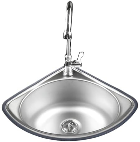 Fregadero de pared para cocina,Fregadero de acero inoxidable pequeño 34x34 cm Lavabo de Esquina triangular,Fregadero de Cocina de Esquina,Fregadero de un seno para cocina(Deep 13cm)