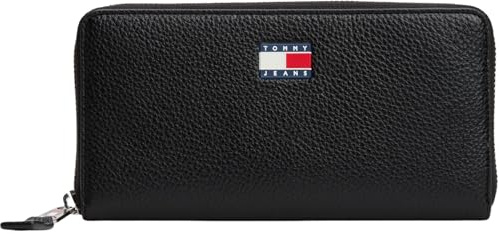 Tommy Jeans Portefeuille Femme Must Large avec Fermeture Éclair, Noir (Black), Taille Unique