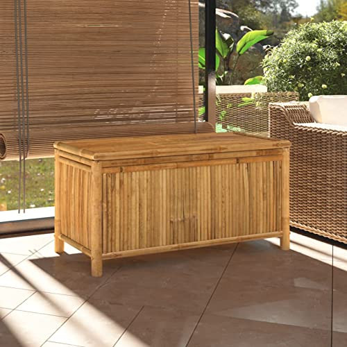 ShGaxin Gartentruhe 110x52x55 cm Bambus, Gartenschrank, Gartenbox, Paketbox, Auflagenbox, Balkonschrank, Gartenkiste, Aufbewahrungsbox Outdoor, Kissenbox - 319876