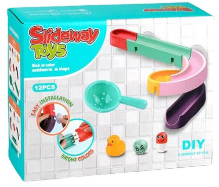 Jouet de Bain pour Bébé avec Piste de Construction de Toboggan Aquatique, Bricolage pour Baignoire, pour Enfants de 4 à 8 Ans, 12 Pièces