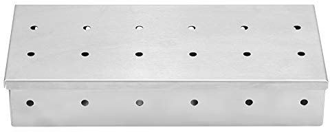 Sunicon Edelstahl Räucherbox für BBQ, Räucherbox mit Lüftungschlitzen, einfaches befüllen von Räucherchips, Holzspäne-Räucherbox, Robustes Grillzubehör zum Räuchern von Chips