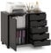 GOPLUS Rollcontainer mit Schubladen, mobiler Aktenschrank mit Schrank, Büroschrank mit 5 Rollen, für Drucker & Bücher, 78 × 39 × 65cm (Schwarz)