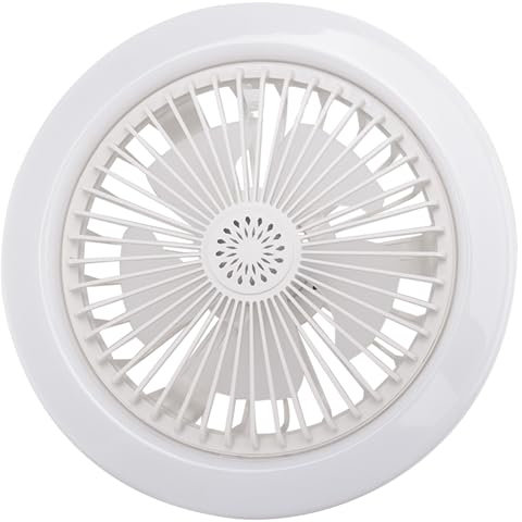 Uxsjakjsd E27 Ceiling Fan with Lights,Enclosed Low Fan Light,Hidden Electric Fan Gimbal Lamp Holder(White)