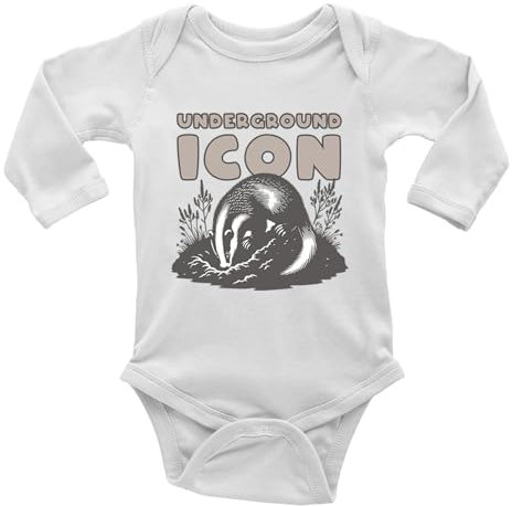 Shopagift Funny Badger Underground Icon Baby Grow Vest Bodysuit Boys Girls L/S