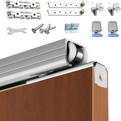 SSDDLZEQ Heavy Duty Bypass Tür Pocket Tür Track Verdeckte Schiebe Barn Door Hardware Track Kit(3.4m)