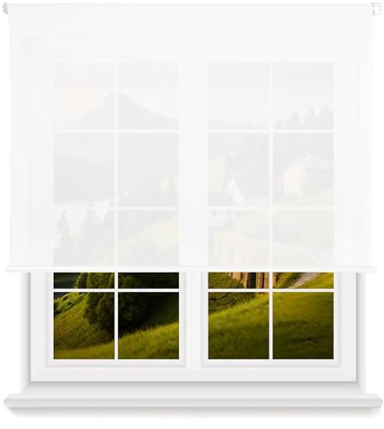 Estor Enrollable Translúcido Liso - Blanco, 140 x 175cm (Ancho x Largo)/Tamaño de la Tela 137 x 170cm