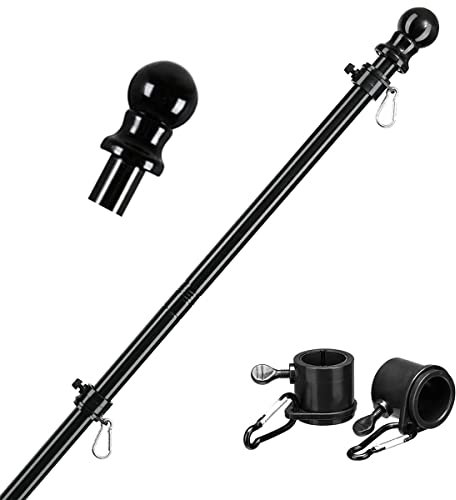 KEGAJEGA Fahnenmast 1,8m Edelstahl Fahnenstange mit Einstellbar 360 Grad Drehbaren Ringen Fahnenmast Balkon Fahnenstange Balkon für Gärten Terrassen Balkone Wände Dächer