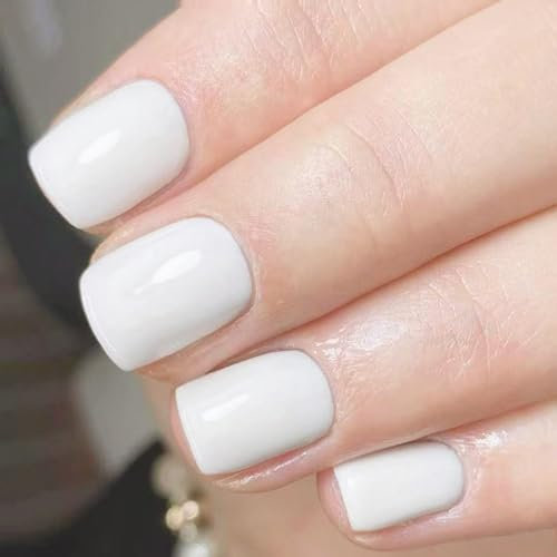 Lot de 24 faux ongles carrés courts blancs à presser