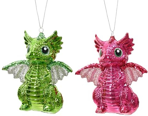 Christbaumschmuck Kunststoff 10,5cm - Drache Figur zum Aufhängen - 1 Stück Sortiert - bruchfest - Weihnachtsbaum Anhänger für Weihnachten - Christbaumanhänger & Weihnachtsbaumschmuck - Märchenfigur