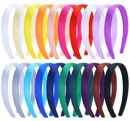 Cinaci 20 Pieces Candy Color Width 2cm/0.8 Plastic Headbands Satin Wrapped Blank Plain DIY Craft Project Headbands for Women Girls Teens Kids Hair Accessories