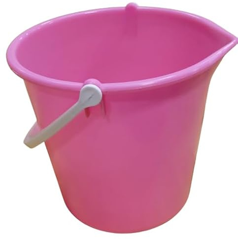 2 Gallon (10L) Colour-Coded Builders Bucket with Pourer – Durable Plastic General Purpose Bucket with Calibrated Scale & Gripper Handle – Easy to Clean Pink
