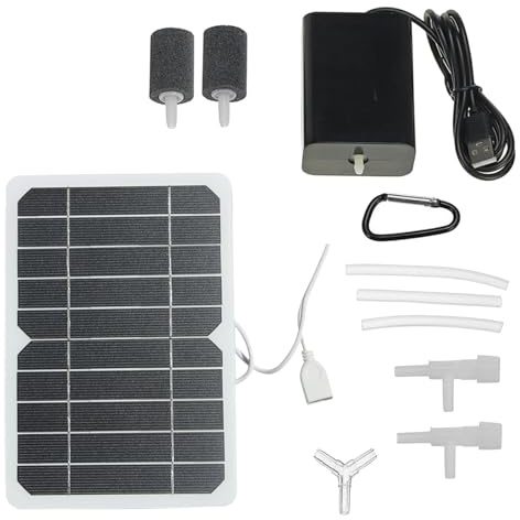 Vynetra 3. Solar Fountain Aerator 5W 5V Panel Set With Bubble Stone For Garden Bird Bath & Aquarium Solar Power Oxygen Pumping Fish Pond