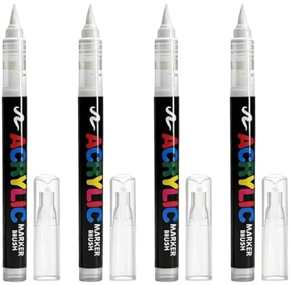 4 Rotuladores Permanentes Blancos para Tela, Rotulador Textil Lavable en Máquina, Rotulador Blanco Permanente 1-6mm con Punta Suave, Rotuladores para Tela para Diseños Personalizados Ropa y Accesorios