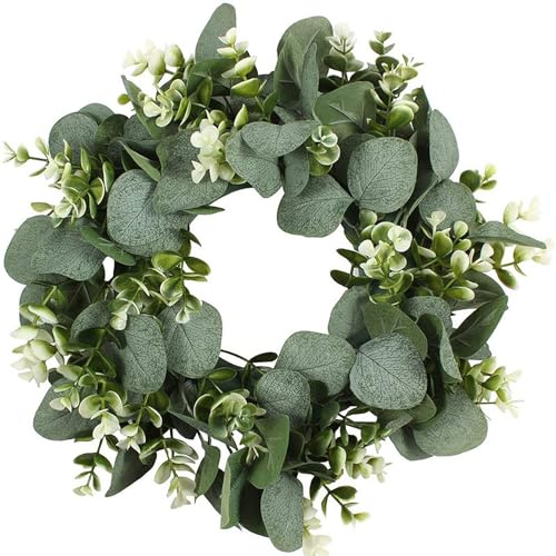 GmwyCzV Konstgjord Eukalyptus krans, 30 cm grön ingångsdörrkrans, vårsommarkrans för ytterdörren, för bröllop, fest, trädgård, fönster, öppen spis