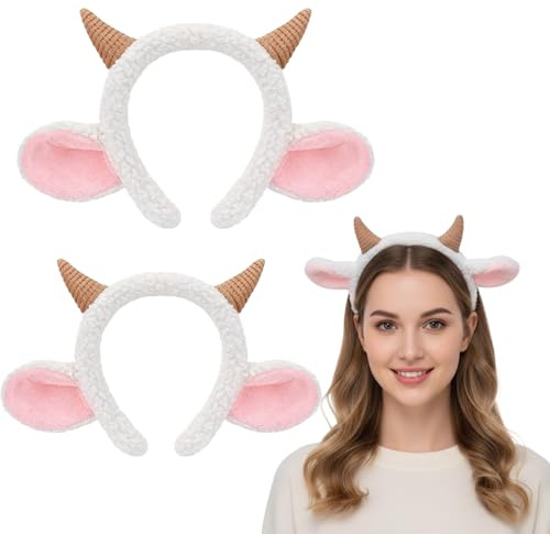 QyizuiPcn 2 Stück Plüsch Schafohr Hairhoop Lamm Stirnband Schaf-Stirnband,Schafsohren für Kostümpartys und Veranstaltungen