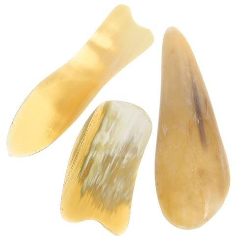Gua Sha für Gesicht und Körper Ochsenhorn Schaber | 3 Stück, Hautfreundliche Oberfläche und Leicht zu Reinigen, Angenehme Textur für Rückenmassage