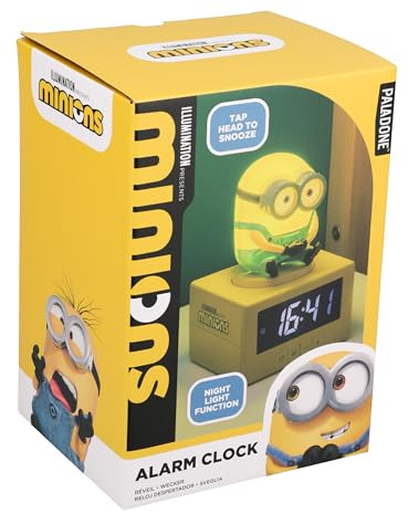 Paladone Minions Bob Symbol, Wecker – 14 cm Digitaluhr mit Nachtlicht, batteriebetrieben