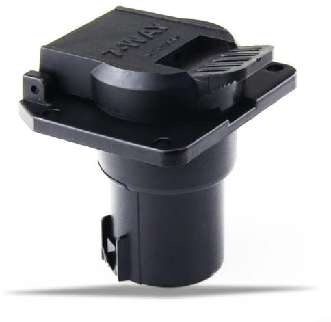 BEAZOOM 7-poliger Anhängersteckdosenadapter 6-24V für Wohnmobil-Steckdose mit Staubschutz, schwarzes Kunststoffgehäuse für US-Fahrzeuge Abschleppen