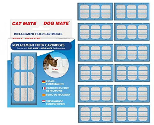 Genuine Replacement Filter Cartridges for use with Cat Mate and Dog Mate Pet Fountains - Pack of 12 (2 x 6 Packs)