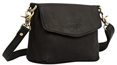 HOLZRICHTER Berlin Umhängetasche No 1-1 (S) schwarz-anthrazit - Kleine Handtasche für Damen handgefertigt aus Premium-Leder…