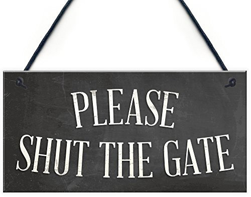 RED OCEAN PLEASE SHUT THE GATE Hanging Plaque Garden Wall Fence House Door Sign