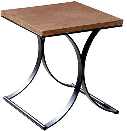 WXiaJ-Kaffetisch Kreative Square Corner Tisch Edelstahl Tischgestell Holz Desktop Wohnzimmer Sofa Schlafzimmer Nachttisch Couchtisch