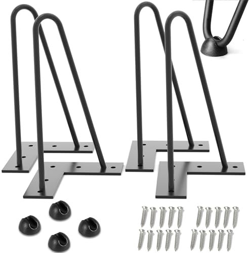Drenky Möbelfüße Schwarz,4 Stück Tischbeine Metall Schwarz Hairpin Legs 30 cm Füße für Möbel Schreibtisch Beine Schrankbeine Couchtisch Füße für Möbel Projekt