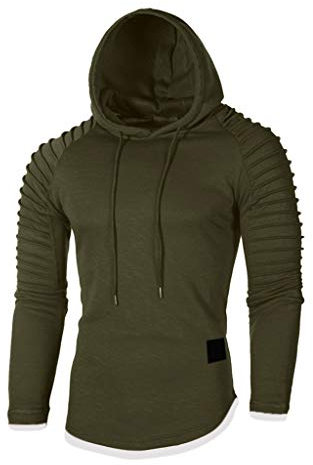 Xmiral Herren Sweatshirt Top Herbst Langarm Plaid Hoodie Mit Kapuze T-Shirt Outwear Streetwear Kapuzenpullover Outdoor Sportbekleidung(Y Armeegrün,L)