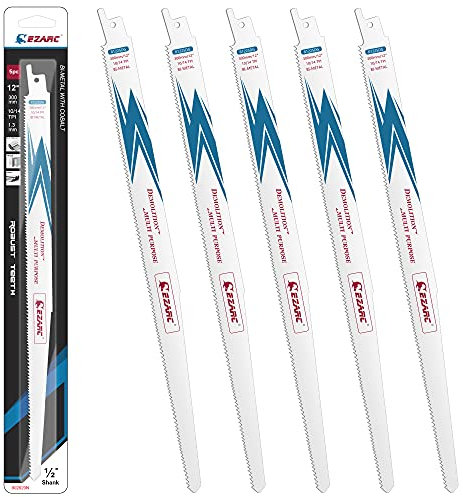 EZARC Säbelsägeblätter Sägeblatt Set für Holz Stahl Mehrzweck Bi-Metall Cobalt R1225DG 300mm 10/14TPI(5 Stück)