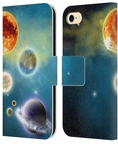 Head Case Designs Offizielle Simone Gatterwe EIN Neues Sonnensystem Planeten Leder-Wallet-Hülle Kompatibel mit Apple iPhone 7/8 / SE 2020 & 2022