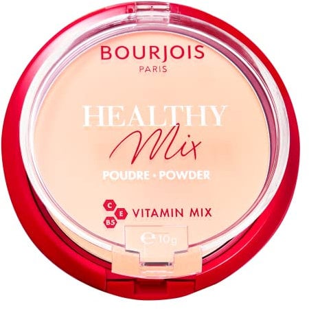 Bourjois Compact Puder Healthy Mix Zero Müdigkeit, matte und gleichmäßige Formel mit Vitaminen A, E und B5, 01 Porcelain, 10 g