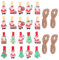 EXCEART 40 Stücke Weihnachten Holzklammern Mini Holz Wäscheklammern Zierklammern Nikolaus Baum Design Deko Klammern Basteln Foto Clips mit Seil für Fotowand Snacks Handwerk DIY