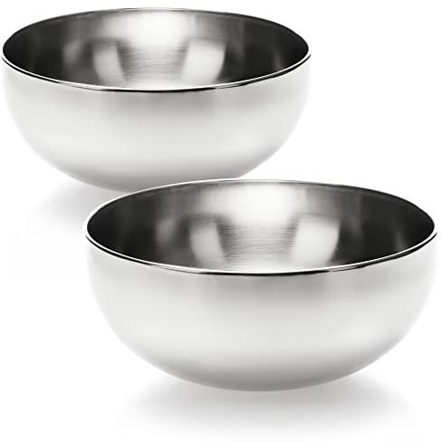 com-four® 2x Ensemble de bols à mélanger en acier inoxydable - bol en acier inoxydable - bol cuisine multifonctionnel (2 pièces - Ø 20cm)