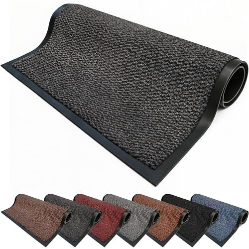 FB FunkyBuys Washable Door Mats Indoor & Outdoor - Non-Slippery Heavy Duty Doormats Indoor - Highly Absorptive Rubber Door Mat - Perfect for Kitchen, Home and Hotel Entrance (Anthracite, 90x150 CM)