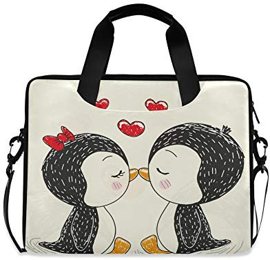 Laptoptasche, ethnischer indischer Elefant, Computerhülle, Laptop-Handtaschen, Aktentasche mit Gurt und Griff, für Jungen, Mädchen, Damen, Herren, 35,6 cm, 38,1 cm, 39,6 cm (14 Zoll), Penguins 008,