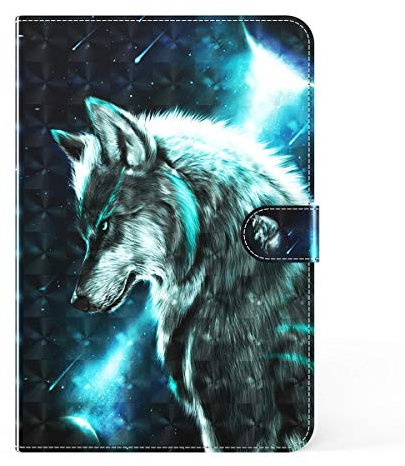 LMFULM® Étui pour Lenovo Tab M10 FHD Plus TB-X606F (10,3 Pouces) PU Cuir Poche Cover Flip Coque Protection Housse Stand Case Loup 3D