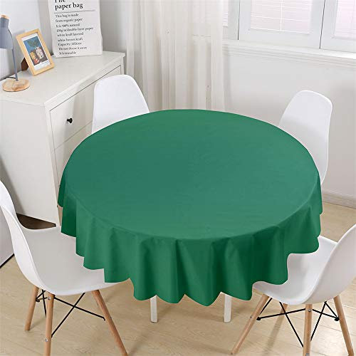 Chickw1 Wasserdicht Tischdecke Runde Abwaschbar, Modern Einfarbig Tischdecken,Tischtuch aus Polyester, Tischdekoration Benutzt für Küche, Esszimmer, Garten (Grün,150cm)