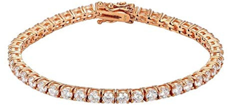 Gold Gala Bracciale Tennis in Argento 925 con Zirconi Taglio Diamante Placcato Oro (Rosé/White, 18)